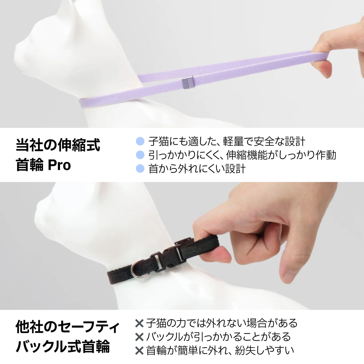 窒息防止・伸縮型セーフティ首輪｜猫用